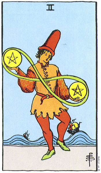 Two of Pentacles Tarot cards
