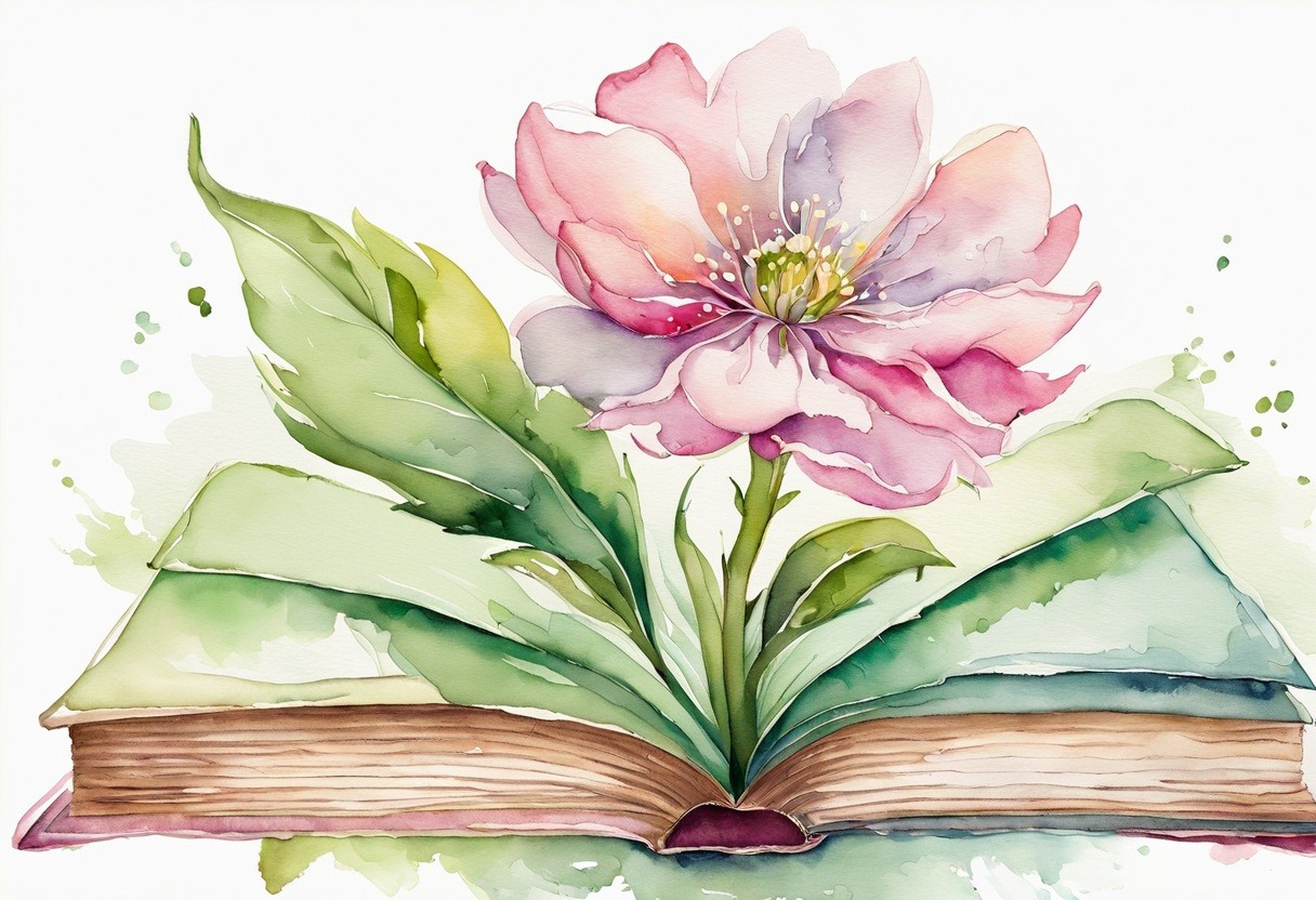 a watercolor painting of a flower growing out of a book - How can I prepare myself for new love?