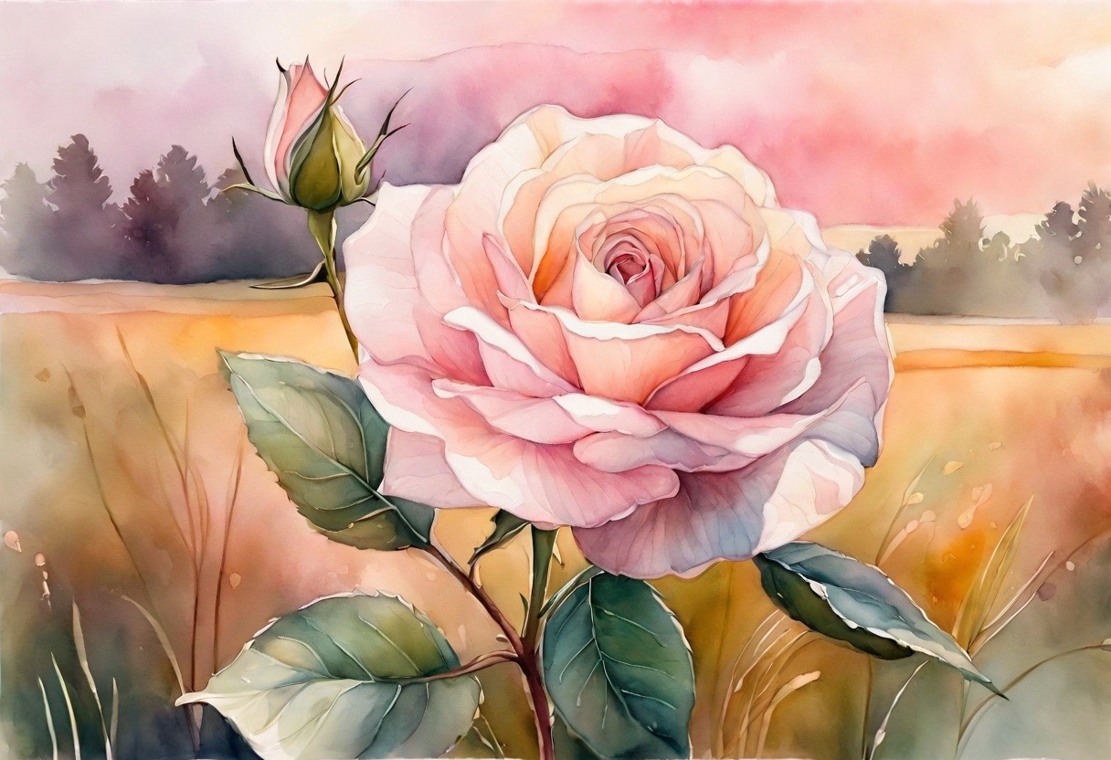 a watercolor painting of a pink rose - Will I find love soon?